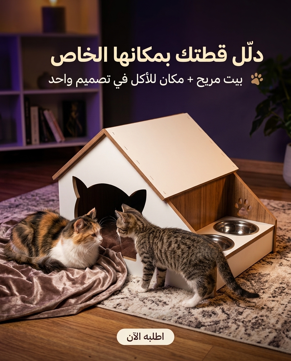 قطة داخل بيت قطط